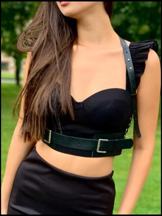 Faux Leather Harness Waist Belt Adjustable Straps Goth Punk Festival Stage main image 5